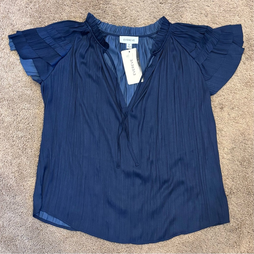 NWT Evereve Lydia Flutter Blouse Size XS
